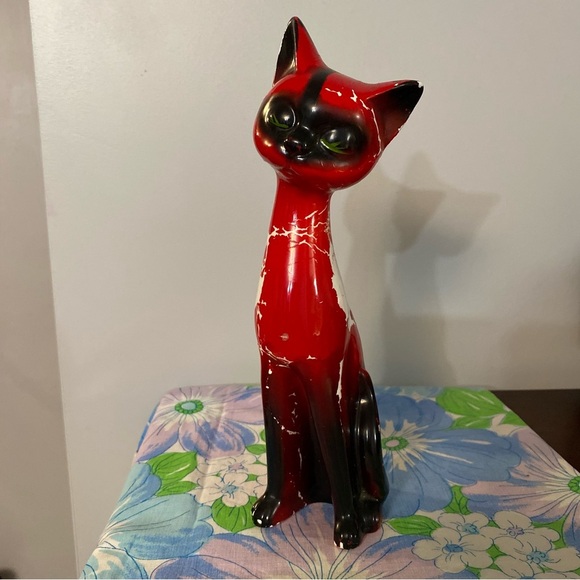 Vintage Kitty cat tall figurine kitschy cat decor - Picture 6 of 9